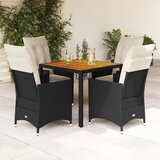 vidaXL 5-dijelni vrtni blagovaonski set s jastucima od poliratana crni | shoptok.hr