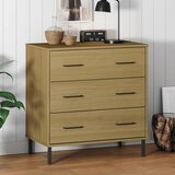  Komoda s 3 ladice smeđa 77 x 40 x 79,5 cm od masivnog drva OSLO Cijene