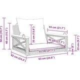 vidaXL Klupa za ljuljanje s jastucima siva 63x62x40 cm od poliratana | shoptok.hr