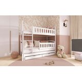 Molarem Home Drveni dječji krevet na kat Blanka s tri kreveta i ladicom - bijeli - 190x90 cm - Madrac PE pjena 8 cm-spužvasti madrac | shoptok.hr