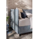 Bonami Selection Plavi tapecirani krevet s prostorom za odlaganje s madracem 90x200 cm Avela – | shoptok.hr