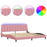 Maison Chic Posteljni okvir - Dvoposteljna postelja - Zakonska postelja z LED diodami roza 200x200 cm žamet, (21694893) | Shoptok.si