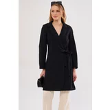 armonika Women's Black Tie Long Coat