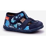 Boto Slippers Milami Children With Velcro In Dinosaur Print Navy Blue Reathiana | Shoptok.si