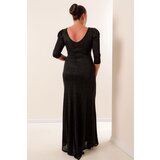 By Saygı Front Flounce Lined Glittery Plus Size Dress | Shoptok.si