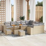 vidaXL 12-delni vrtni kavč set z blazinami bež Poli Ratan Akacija | Shoptok.si