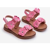 Boto Pink Patent Leather Children's Sandals Adorned with Flowers Tinette | ePonuda.com