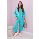 Włoski Cotton sweatshirt pants set mint Cene