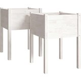 vidaXL vrtne sadilice 2 kom bijele 50 x 50 x 70 cm od masivne borovine | shoptok.hr