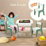 Kinder Home Dječji stol sa stolicama 4 u 1 GINGER HOME, 2 ploče, crna ploča i ploča za slaganje konstrukтора tipa LEGO, Forest | shoptok.hr