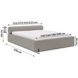 Ropez Svetlo siva oblazinjena zakonska postelja s prostorom za shranjevanje z letvenim dnom 200x200 cm Cille – | Shoptok.si