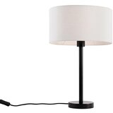 QAZQA Tafellamp zwart met ovale linnen kap wit 35cm - Simplo | Shoptok.si