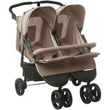  Otroški voziček za dvojčke taupe jeklen | Shoptok.si