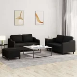  3-dijelni set sofa s jastucima crni od tkanine