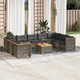  10-dijelni set vrtnih sofa od poliratana s jastucima sivi Siva 55 x 55 x 36 cm | shoptok.hr