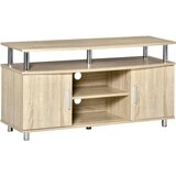 HOMCOM Moderna TV-skrinja z 2 policama, z odprtinami za vgradnjo in 2 predaloma, nizka omarica za TV do 45 palcev, hrast, 105x40x55cm, (20745704) | Shoptok.si