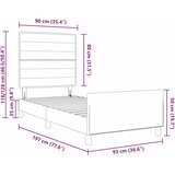  Krevetna konstrukcija s uzglavljem Crna 90 x 190 cm tkanina | shoptok.hr