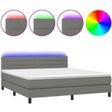 box spring s madracem LED tamnosivi 160x200 cm tkanina | shoptok.hr