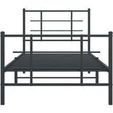 vidaXL Kovinski posteljni okvir z vzglavjem in vznožjem črn 90x200 cm | Shoptok.si