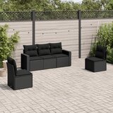 Maison Chic Seti vrtnega pohištva - Vrtna garnitura - Vrtni pohištvo set 5-delna z blazinami črn poli ratan, (21820943) | Shoptok.si