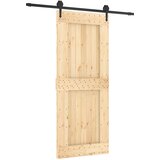  Klizna vrata Prirodna i crna 85 x 210 cm Čvrsta borovina | shoptok.hr