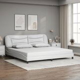  The Living Store Posteljni okvir z vzglavjem bel 200x200 cm umetno usnje - Posteljni Okvir, (21497968) | Shoptok.si