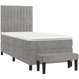 Box spring krevet s madracem svjetlosivi 90x190 cm baršunasti | shoptok.hr