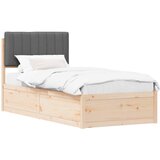 vidaXL Posteljni okvir z oblazinjenim vzglavjem Temno siva 90 x 200 cm, (5000101743) | Shoptok.si
