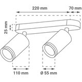 Greentech reflektor 2 x GU10 crni nyxa | shoptok.hr