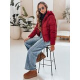 DStreet Kurtka damska zimowa krótka GLAMVO puchowa z kapturem bordowa | Shoptok.si