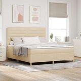 Box Spring Krevet s Madracem Krem Super King Tkanina Cijene
