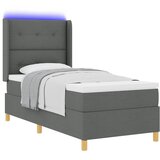  Krevet s opruga kutije s LED trakama Siva 100 x 200 cm tkanina | shoptok.hr