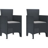 vidaXL 3-delni vrtnarinski jedilni set s blazinami antracitno sive barve iz poly rattana | Shoptok.si