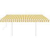 vidaXL tenda na ručno uvlačenje s LED svjetlima 4 x 3,5 m žuto-bijela | shoptok.hr