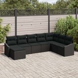 8 komadni vrtni blagovaonski set s jastučićima crni poli ratan | shoptok.hr