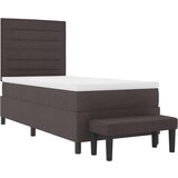  Postelja s škatlastim vzmetenjem z vzmetnico in klopjo temno rjava 90x200 cm tkanina, (22082844) | Shoptok.si