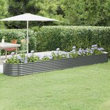 vidaXL Visoka greda iz prašno premazanega jekla 440x80x36 cm siva | Shoptok.si