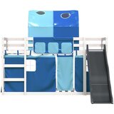  Krevet na kat s toboganom i zavjesama plavi 90 x 200 cm | shoptok.hr