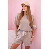 Kesi Włoski Women's butter set with high-waisted shorts dark beige | Shoptok.si