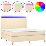 vidaXL Krevet box spring s madracem LED krem 160x200 cm od tkanine | shoptok.hr
