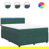 vidaXL Box spring postelja z vzmetnico temno zelen 140x190 cm žamet, (21306961) | Shoptok.si