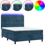 Krevet box spring s madracem LED tamnoplavi 140x190 cm baršun | Eponuda.ba