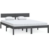 The Living Store Posteljni okvir siv iz trdne borovine 140x200 cm - Posteljni Okvir, (21524450) | Shoptok.si