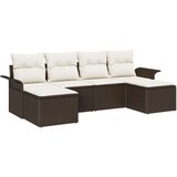  Vrtna garnitura - 6-dijelni set vrtnih sofa s jastucima smeđa poli ratan 2-sjedna vrtna sofa s pohranom i jastucima smeđa poli | shoptok.hr