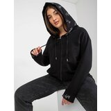 Fashion Hunters Black plus size zip up hoodie with lettering Cene