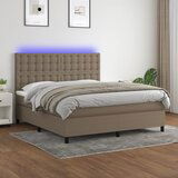  The Living Store Box spring postelja z vzmetnico LED taupe 160x200 cm blago - Box Spring Postelja, (21501550) Cene