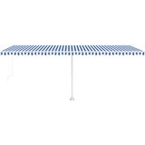 Tenda na ručno uvlačenje s LED svjetlom 600x300 cm plavo-bijela | shoptok.hr