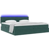  Krevet s prostorom za pohranu s LED-om Tamnozelena 200 x 200 cm | shoptok.hr