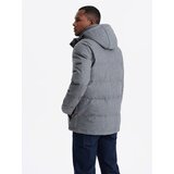 Ombre Men's lightweight jacket with mesh lining and hood - grey | ePonuda.com