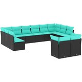 vidaXL 12-delni vrtni komplet sedežnih garnitur z blazinami črne barve poli ratan, (5000293338) | Shoptok.si